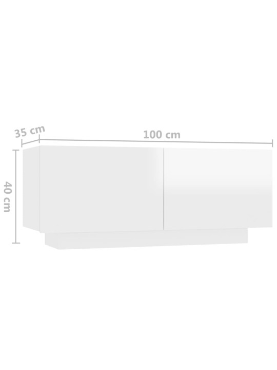 TV-taso korkeakiilto valkoinen 100x35x40 cm lastulevy