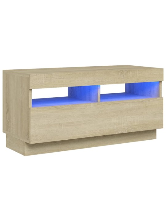 TV-taso LED-valoilla Sonoma-tammi 80x35x40 cm