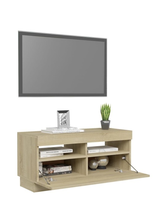 TV-taso LED-valoilla Sonoma-tammi 80x35x40 cm