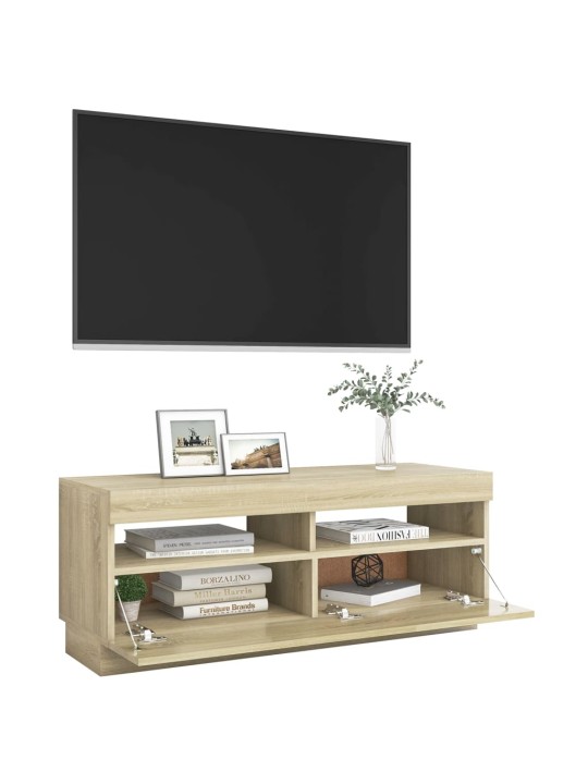 TV-taso LED-valoilla Sonoma-tammi 100x35x40 cm