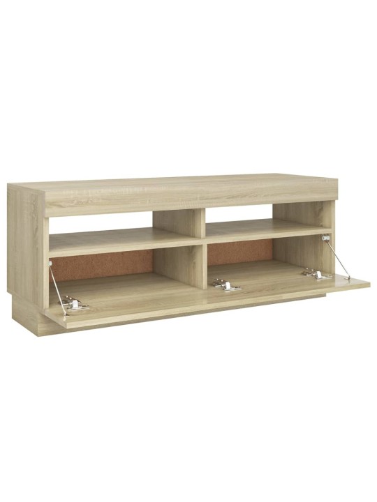 TV-taso LED-valoilla Sonoma-tammi 100x35x40 cm