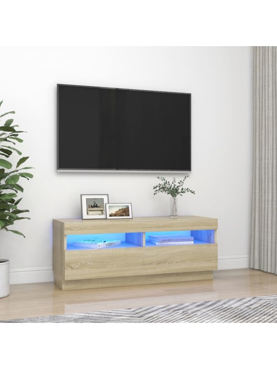 TV-taso LED-valoilla Sonoma-tammi 100x35x40 cm