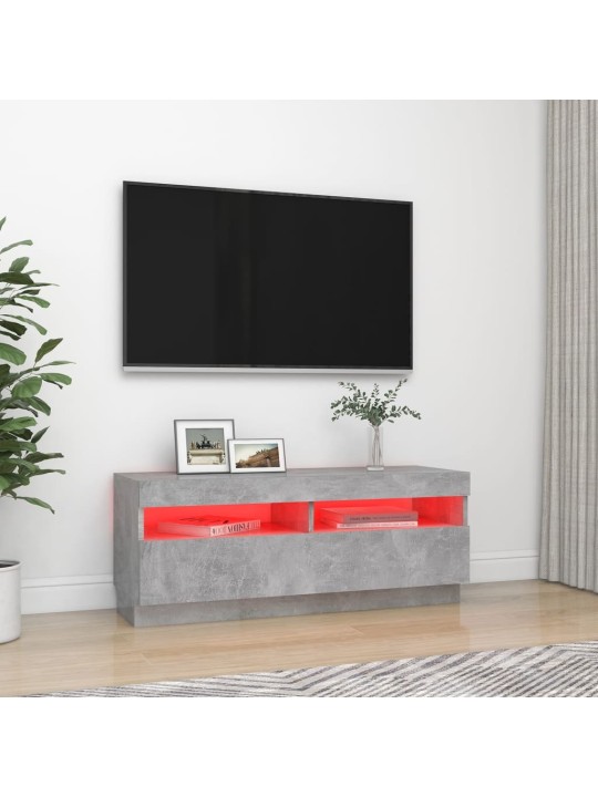 TV-taso LED-valoilla betoninharmaa 100x35x40 cm