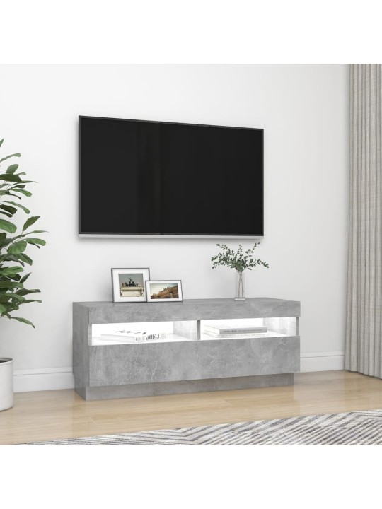 TV-taso LED-valoilla betoninharmaa 100x35x40 cm