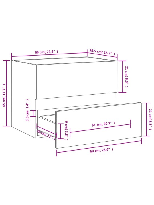 Allaskaappi musta 60x38x45 cm lastulevy