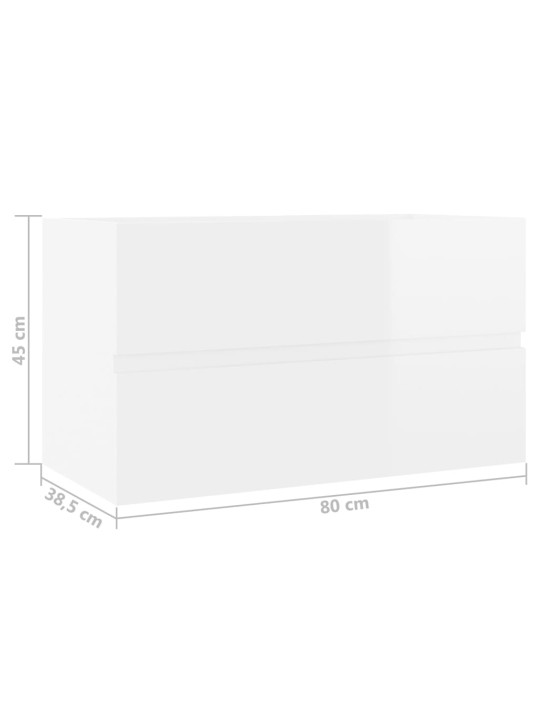 Allaskaappi korkeakiilto valkoinen 80x38,5x45 cm lastulevy