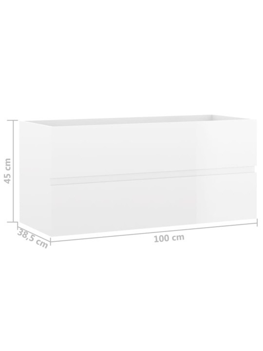 Allaskaappi korkeakiilto valkoinen 100x38,5x45 cm lastulevy