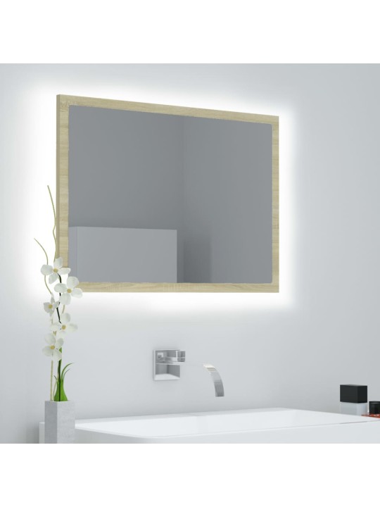 Led-kylpyhuonepeili sonoma-tammi 60x8,5x37 cm akryyli
