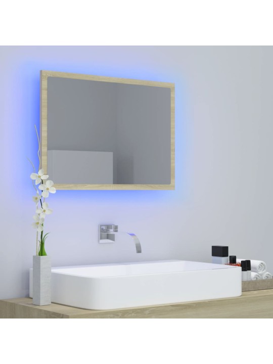 Led-kylpyhuonepeili sonoma-tammi 60x8,5x37 cm akryyli