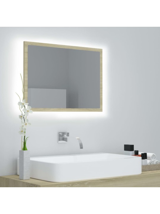 Led-kylpyhuonepeili sonoma-tammi 60x8,5x37 cm akryyli