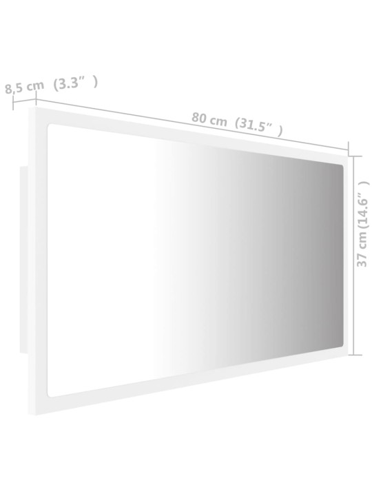 LED-kylpyhuonepeili valkoinen 80x8,5x37 cm akryyli