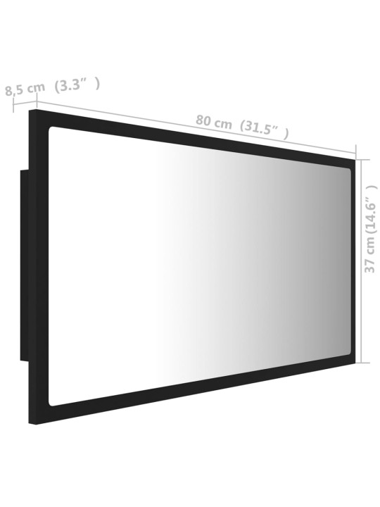 LED-kylpyhuonepeili musta 80x8,5x37 cm akryyli