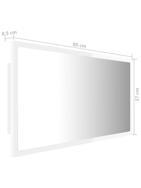 LED-kylpyhuonepeili korkeakiilto valk. 80x8,5x37 cm akryyli