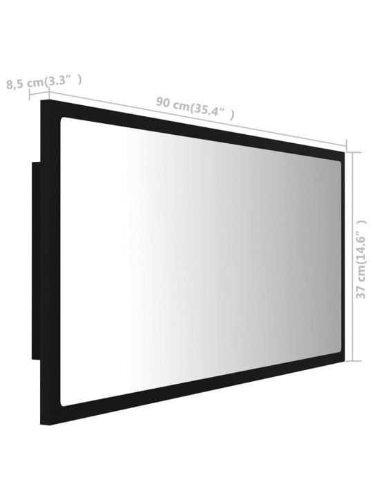 LED-kylpyhuonepeili musta 90x8,5x37 cm akryyli