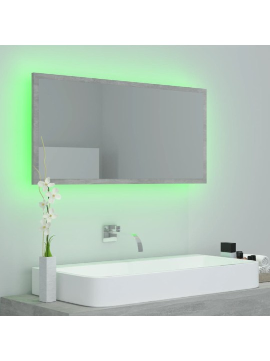 Led-kylpyhuonepeili betoninharmaa 90x8,5x37 cm akryyli