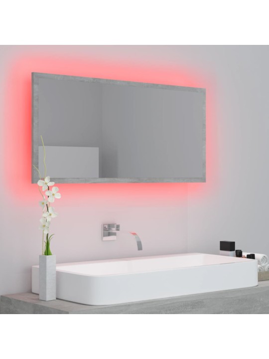 Led-kylpyhuonepeili betoninharmaa 90x8,5x37 cm akryyli