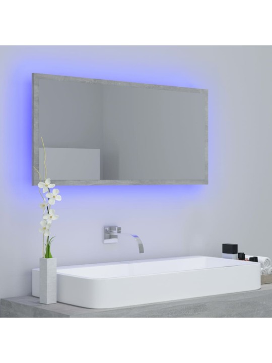 Led-kylpyhuonepeili betoninharmaa 90x8,5x37 cm akryyli