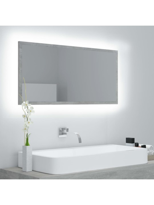 Led-kylpyhuonepeili betoninharmaa 90x8,5x37 cm akryyli
