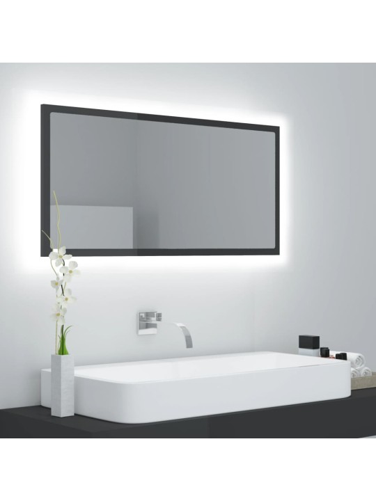 Kylpyhuonepeili LED korkeakiilto harmaa 90x8,5x37 cm akryyli