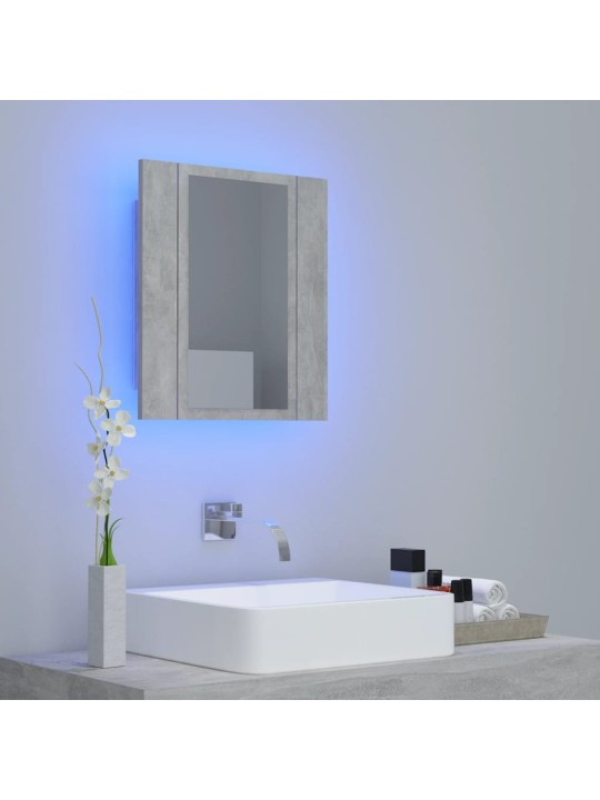 Kylpyhuoneen LED peilikaappi betoninharmaa 40x12x45 cm akryyli