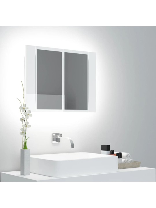 Kylpyhuoneen LED peilikaappi korkeak. valk. 60x12x45 cm akryyli