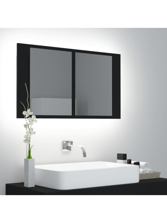 Kylpyhuoneen LED peilikaappi musta 80x12x45 cm akryyli