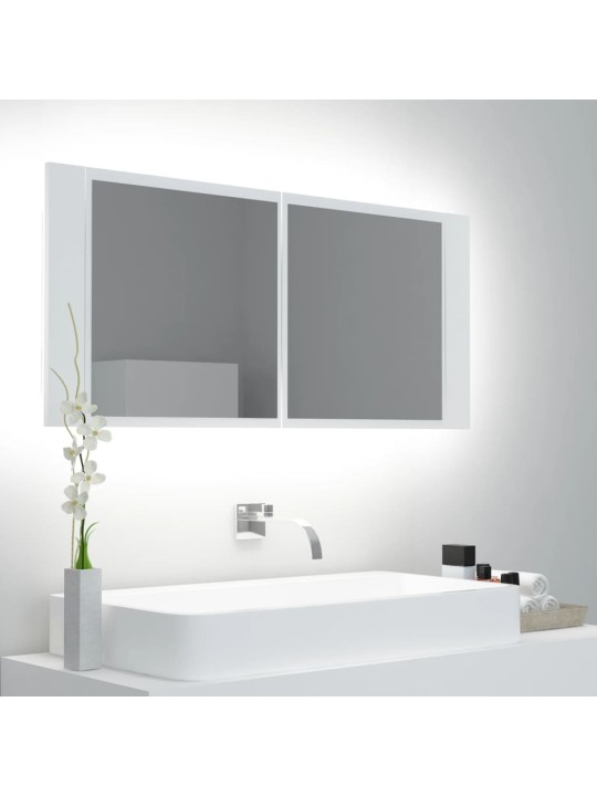 Kylpyhuoneen LED-peilikaappi valkoinen 100x12x45 cm akryyli
