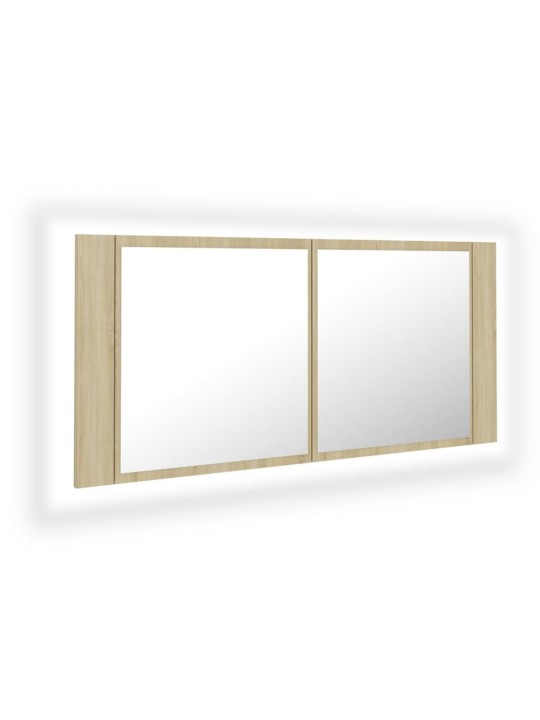 Kylpyhuoneen led peilikaappi sonoma-tammi 100x12x45 cm akryyli