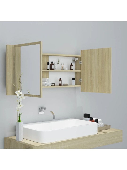 Kylpyhuoneen led peilikaappi sonoma-tammi 100x12x45 cm akryyli