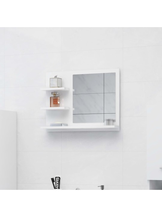 Kylpyhuonepeili korkeakiilto valkoinen 60x10,5x45 cm lastulevy