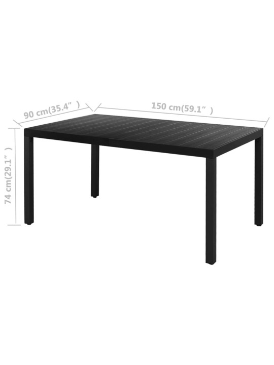 5-osainen ulkoruokailuryhmä pvc rottinki musta