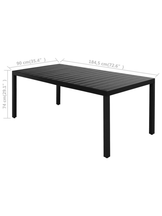 9-osainen ulkoruokailuryhmä pvc rottinki musta