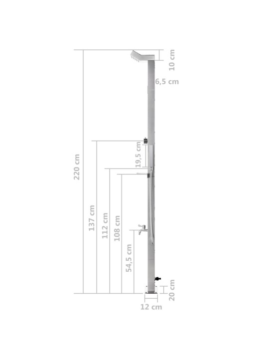 Puutarhasuihku 220 cm ruostumaton teräs