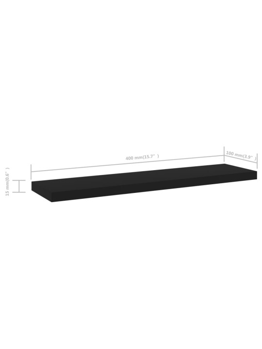 Kirjahyllytasot 4 kpl musta 40x10x1,5 cm lastulevy