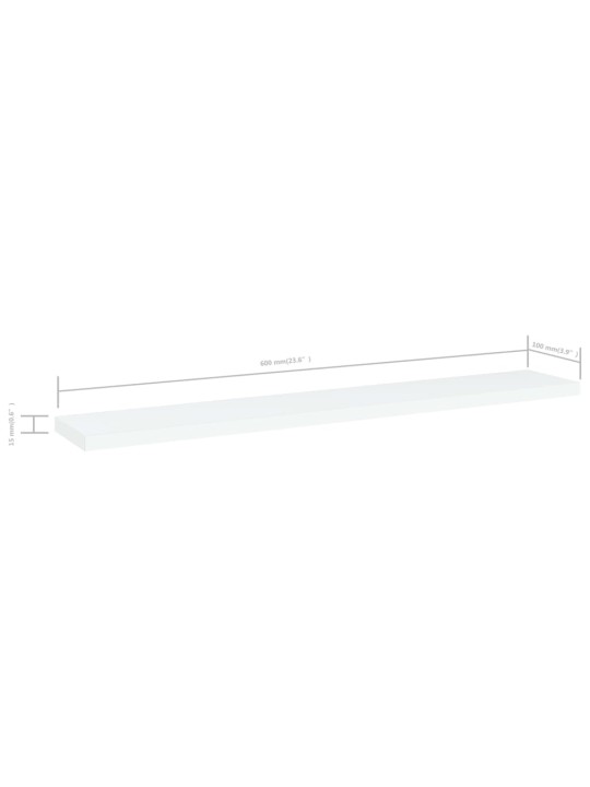 Kirjahyllytasot 4 kpl valkoinen 60x10x1,5 cm lastulevy