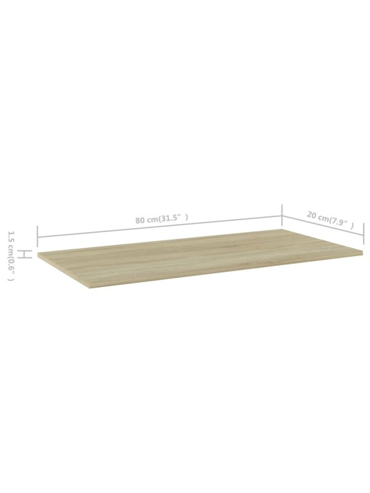 Kirjahyllytasot 4 kpl sonoma tammi 80x20x1,5 cm lastulevy