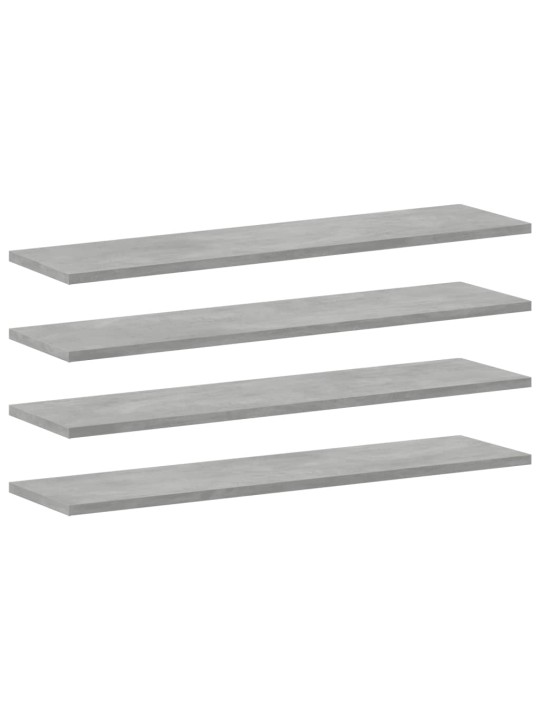 Kirjahyllytasot 4 kpl harmaa 80x20x1,5 cm teknisestä puusta