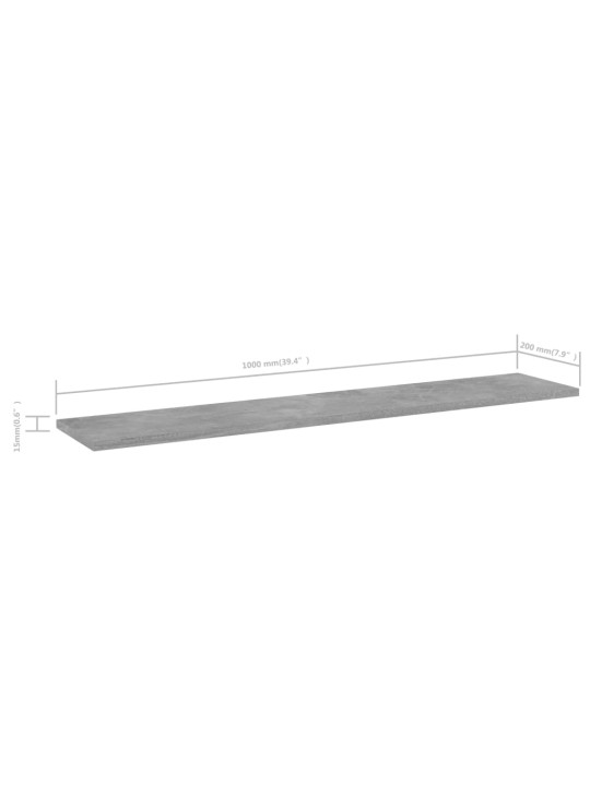 Kirjahyllytasot 4 kpl betoninharmaa 100x20x1,5 cm tekninen puu
