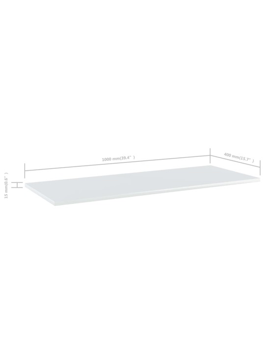 Kirjahyllytasot 4 kpl korkeakiilto valk. 100x40x1,5cm lastulevy