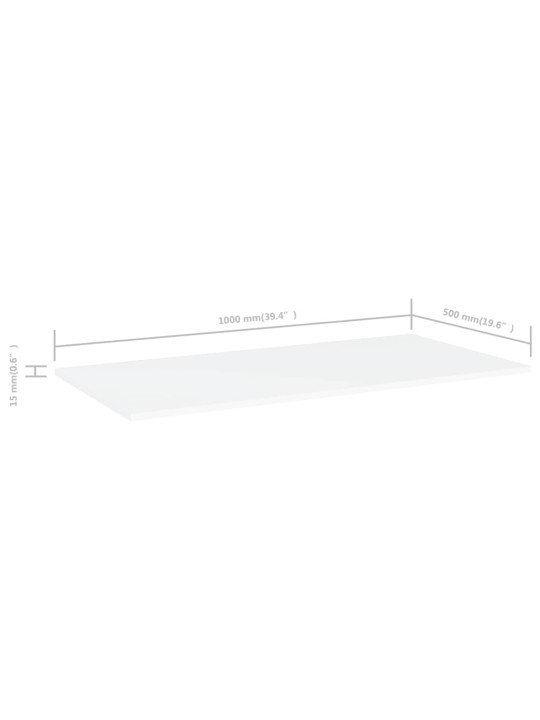 Kirjahyllytasot 4 kpl valkoinen 100x50x1,5 cm lastulevy