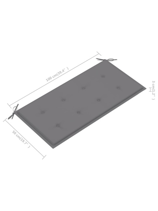 Puutarhapenkki harmaat tyyny 112 cm täysi tiikki