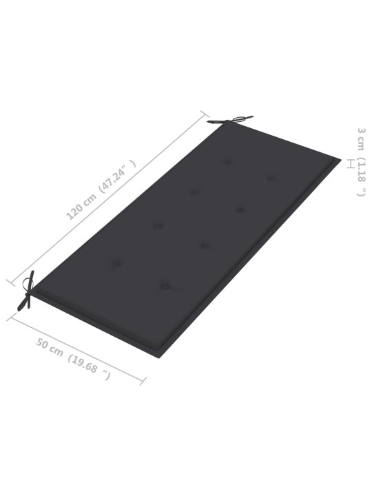 Pinottava puutarhapenkki tyynyllä 128,5 cm täysi tiikki