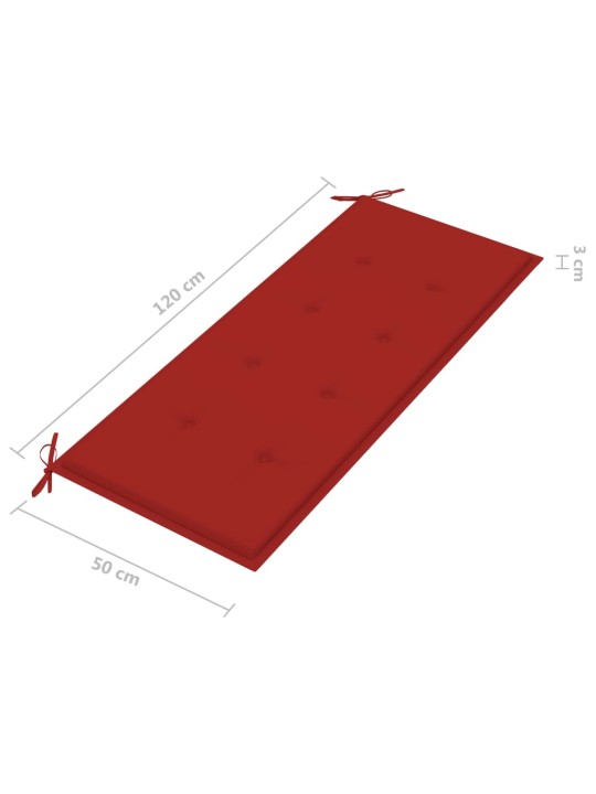 Pinottava puutarhapenkki tyynyllä 128,5 cm täysi tiikki