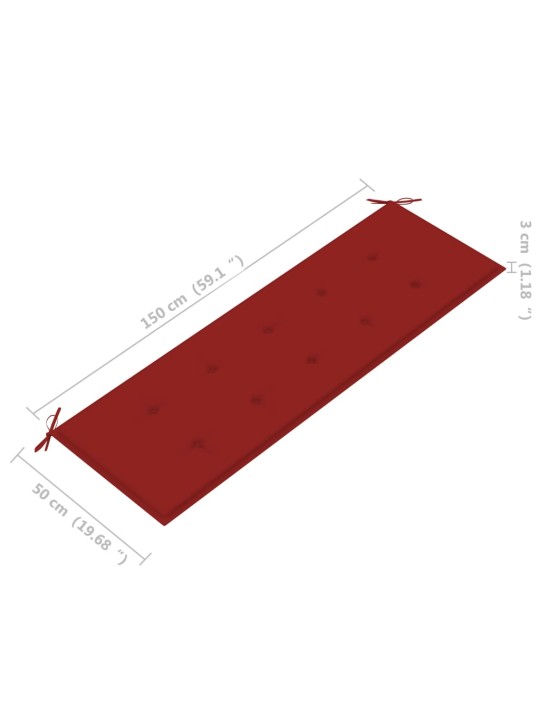 Pinottava puutarhapenkki tyynyllä 159 cm täysi tiikki