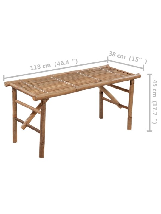 Taitettava puutarhapenkki tyynyllä 118 cm bambu