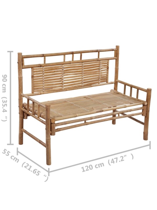 Puutarhapenkki tyynyllä 120 cm bambu