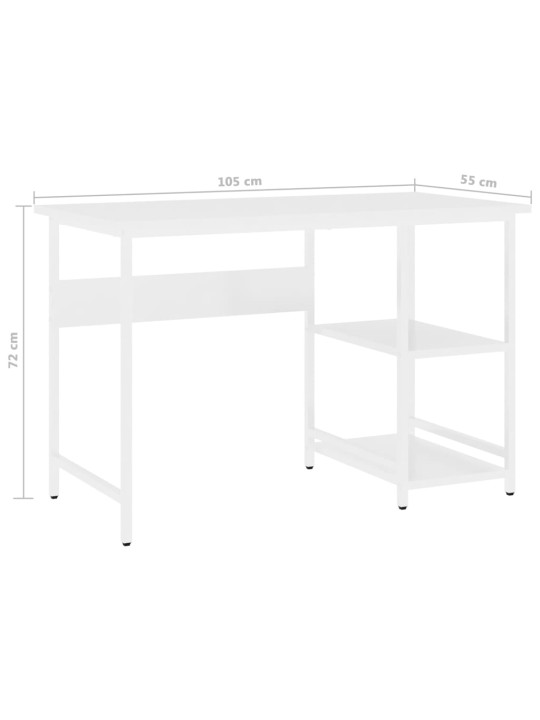 Tietokonepöytä valkoinen 105x55x72 cm MDF/metalli