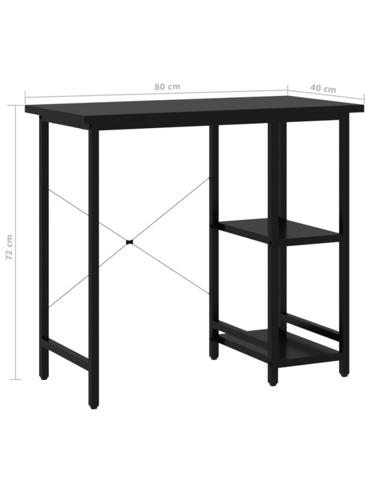 Tietokonepöytä musta 80x40x72 cm MDF/metalli