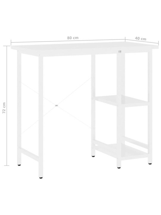 Tietokonepöytä valkoinen 80x40x72 cm MDF/metalli