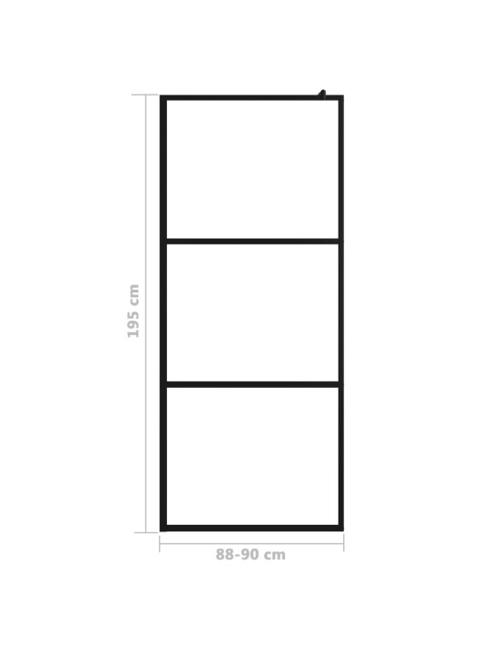 Walk-in suihkun seinäke kirkas ESG-lasi musta 90x195 cm